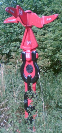 A rather fancy Sustrans Millenium signpost near Ashbourne